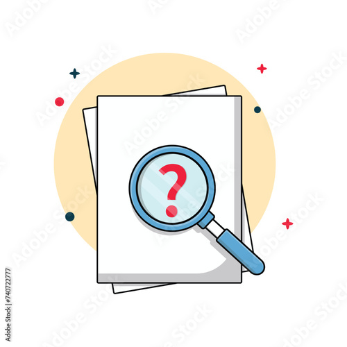 Investigating Question Mark with Magnifier Vector Illustration