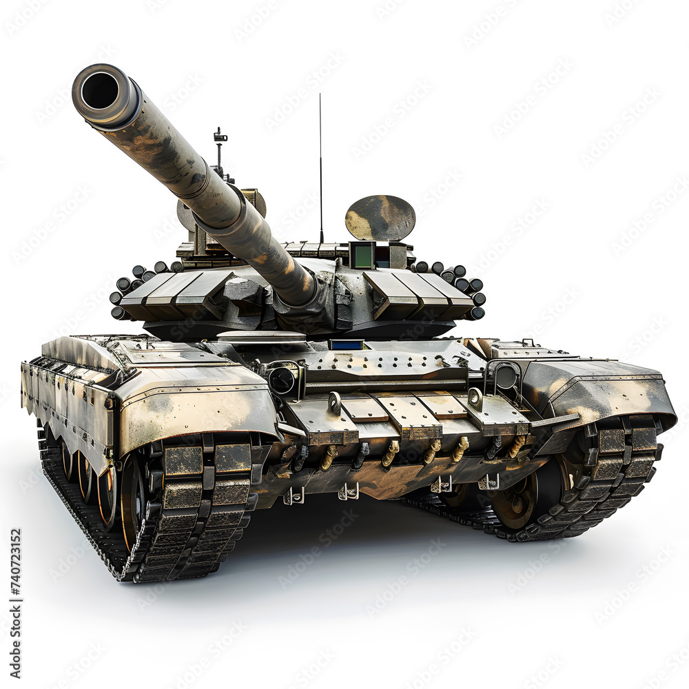 Modern battle tank isolated on white
