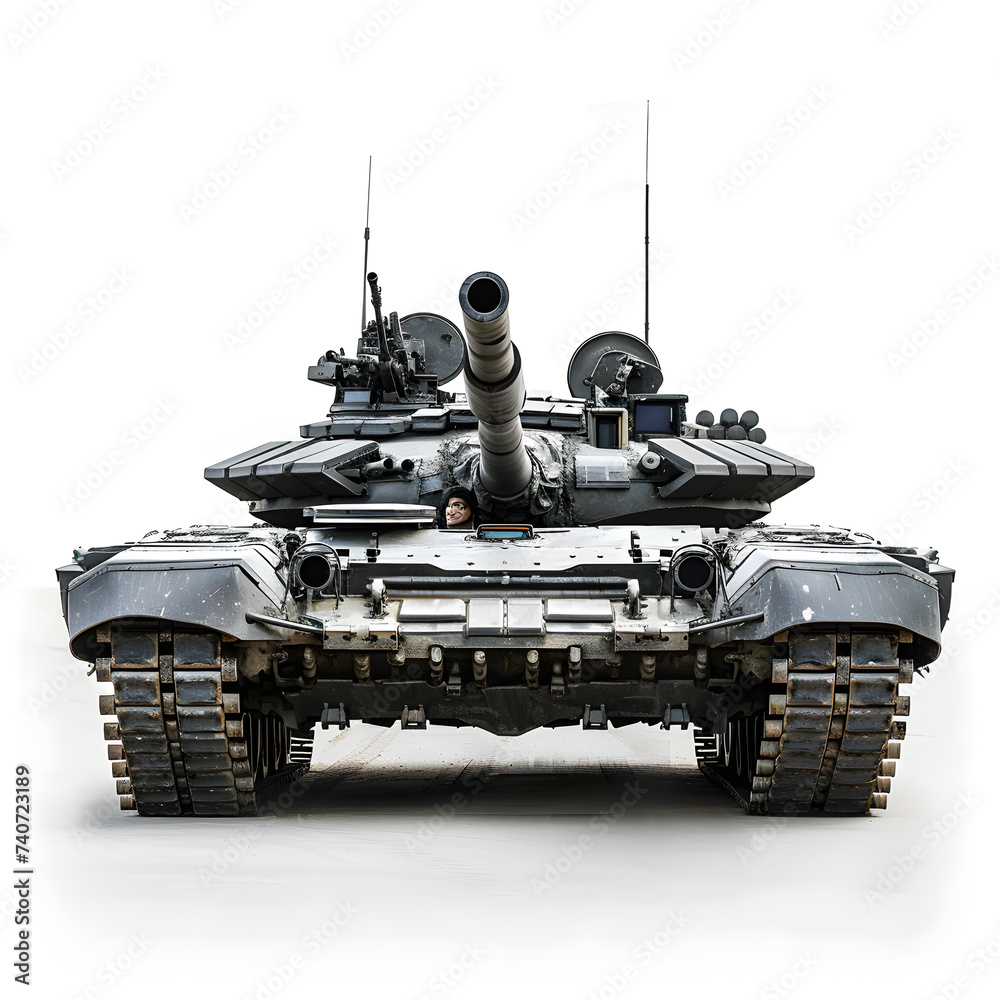 Modern battle tank isolated on white