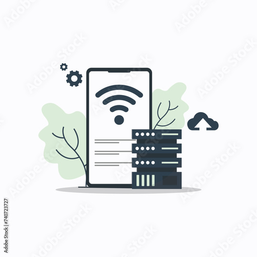 Wireless Network Server Concept Vector Illustration