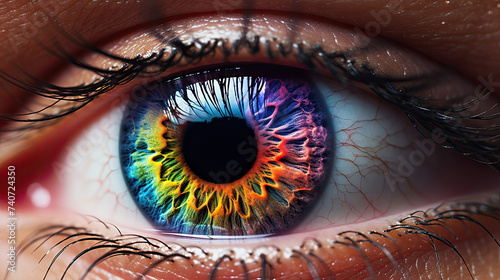 Eye iris With Rainbow Colors