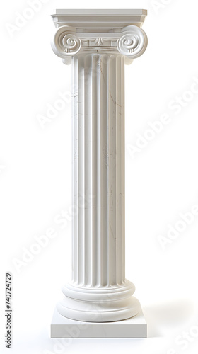  White greek column isolated on white background