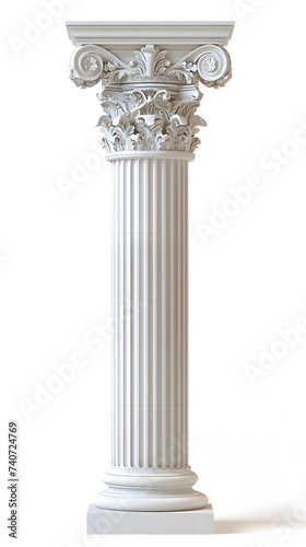  White greek column isolated on white background