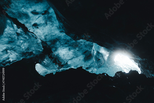 Icy Cave Interior with Natural Light in Iceland