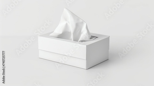 A white tissue box isolated on a white background, with generous copy space for versatile use in design and advertising. Generative AI technology