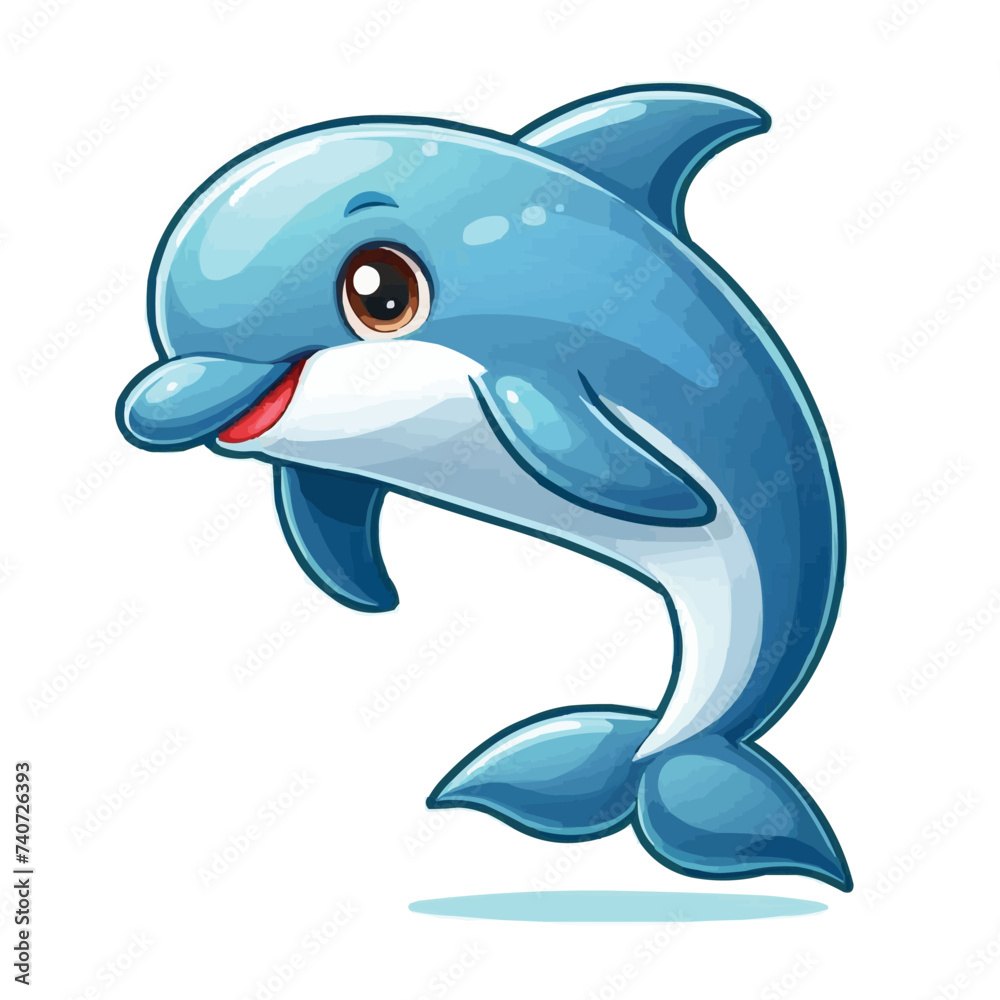 Obraz premium cute Dolphin cartoon vector on white background