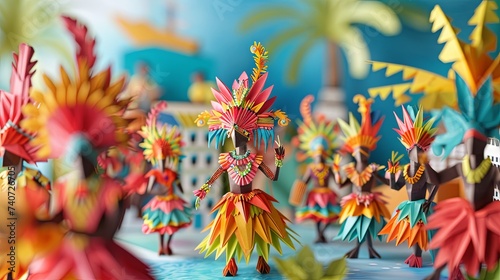 Origami Port of Spain Carnival Scene   © Kristian