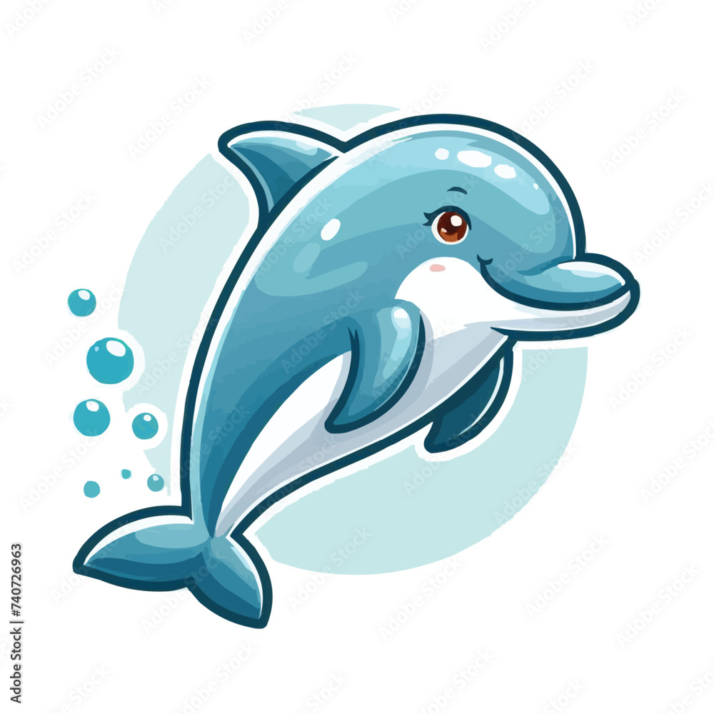 Fototapeta premium cute Dolphin cartoon vector on white background