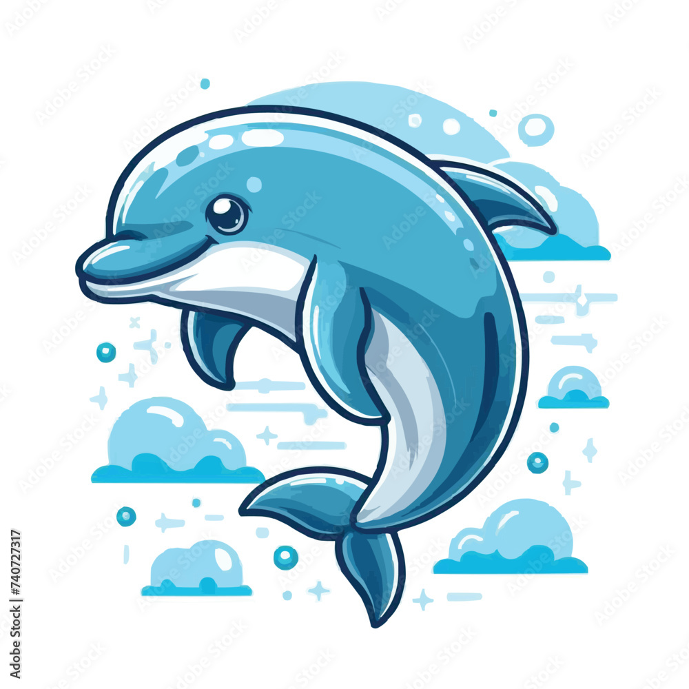cute Dolphin cartoon vector on white background