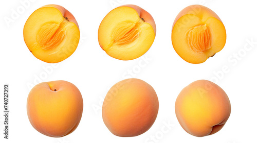 Apricots Collection: Fresh, Colorful Fruits for Healthy Snacks, Top-View 3D Renderings with Transparent Backgrounds