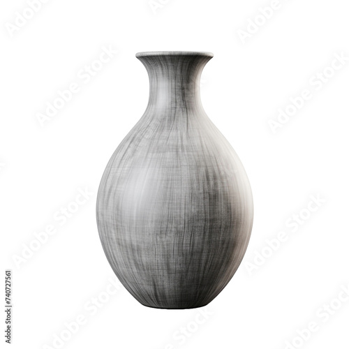 One grey vase isolated on white background