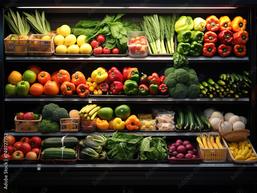A grocery store with a variety of fruits and vegetables.