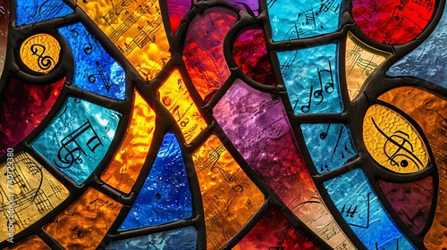 Stained glass window background with colorful abstract