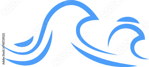 Sea wave icon. Water logo, line ocean symbol in vector trendy flat style. Various waves water lake river blue linear icon design isolated on transparent background use for website and mobile app.