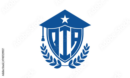 QIA three letter iconic academic logo design vector template. monogram, abstract, school, college, university, graduation cap symbol logo, shield, model, institute, educational, coaching canter, tech