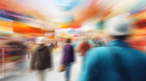 People in an art gallery at a contemporary art exhibition. Blurred background © brillianata