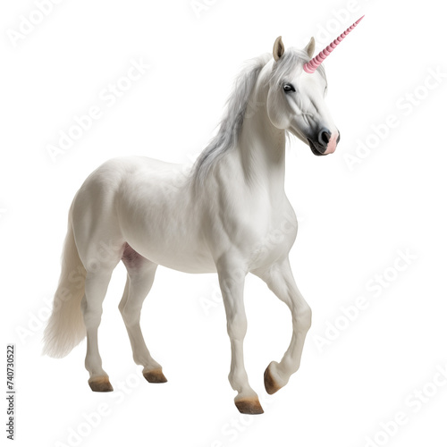 Unicorn isolated on white and transparent background. Ideal for use in advertising. Generative ai