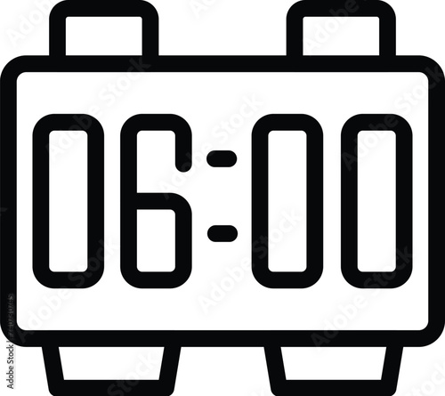 Digital alarm clock icon outline vector. Woman care day. Daily routine