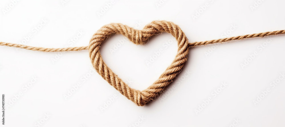 Frayed Rope heart shape isolated on white background Frayed Rope heart shape isolated on white background