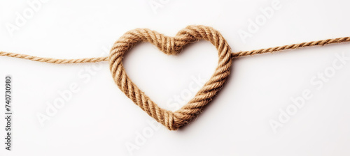 Frayed Rope heart shape isolated on white background