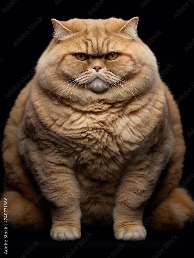 Fototapeta premium fat cat, white background, isolated, portrait