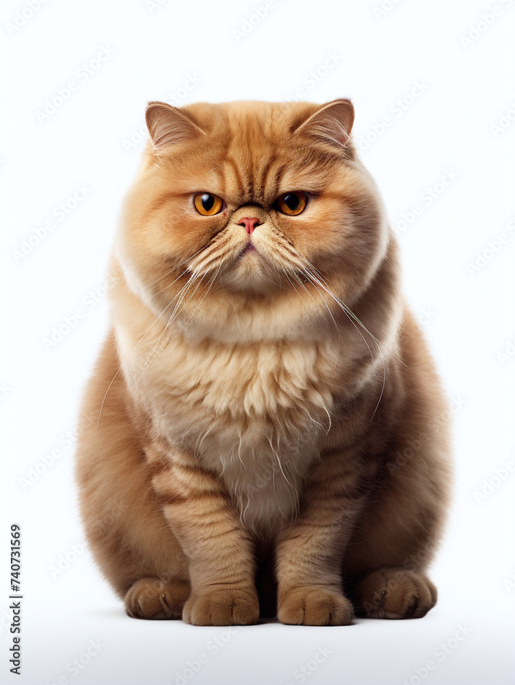 fat cat, white background, isolated, portrait