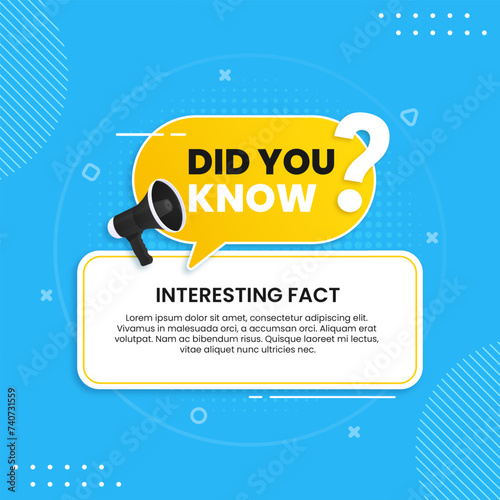 Vector did you know fun fact banner for education business and advertising