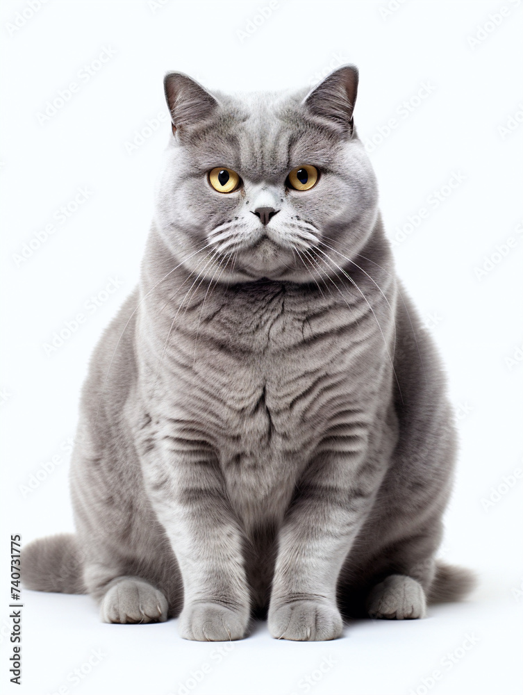 fat cat, white background, isolated, portrait