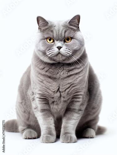 fat cat, white background, isolated, portrait