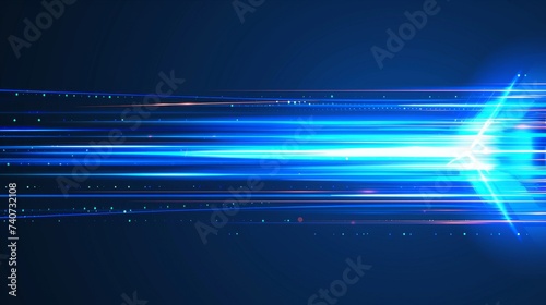 Blue light ray stripe line speed motion background for futuristic digital technology concept. photo