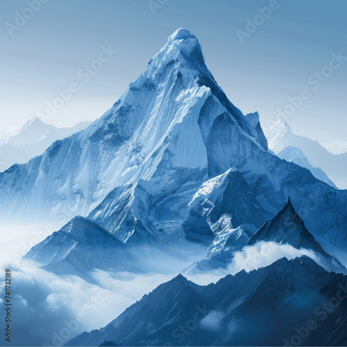 real mountain peak in blue colors © Kholoud