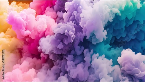 Abstract multicolored smoke animation Background. flowing Fluid waves of steam. rainbow colors, abstraction. Wallpaper, elegant beautiful animated backdrop