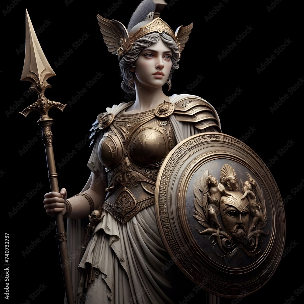 Obraz premium Athena's Wisdom Emblem,Athena emblem,Athena's Shield Emblem