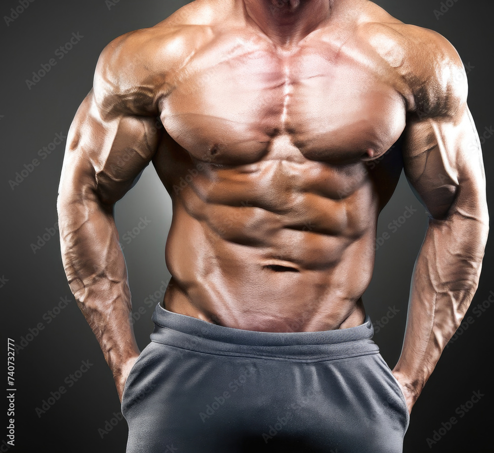 upper torso of a bodybuilder, man with big muscles upper torso of a bodybuilder, man with big muscles