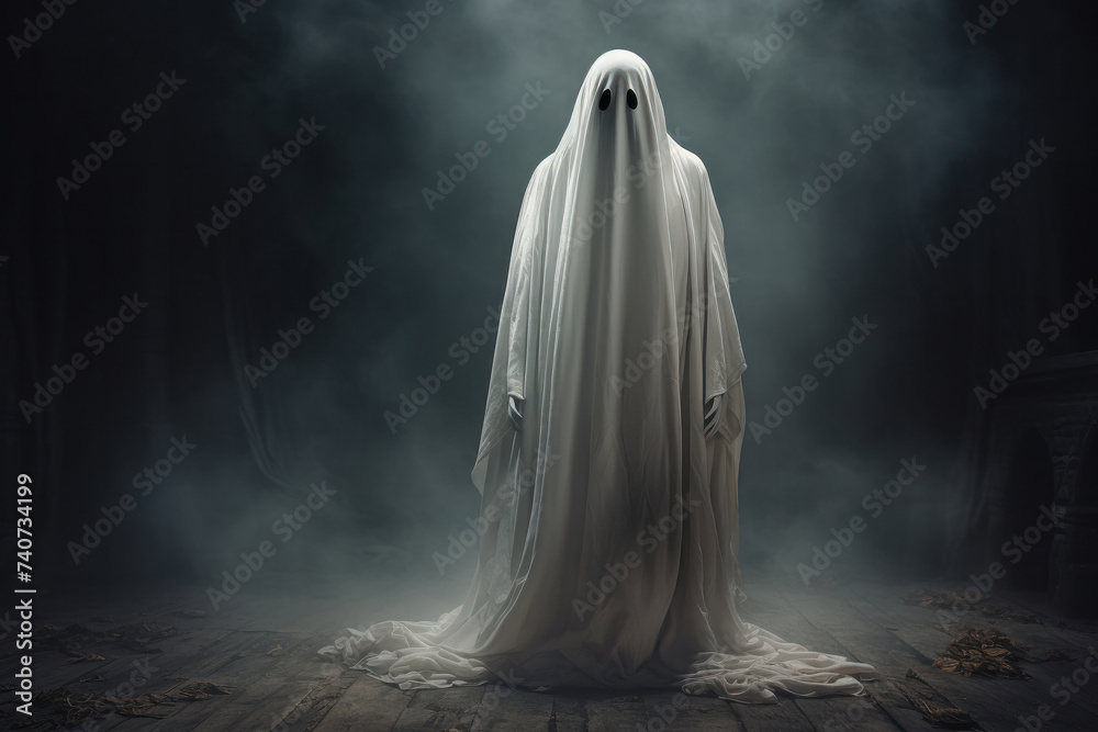 Ghostly figure shrouded in mystery, perfect for a chilling narrative, AI Generative. Ghostly figure shrouded in mystery, perfect for a chilling narrative, AI Generative.