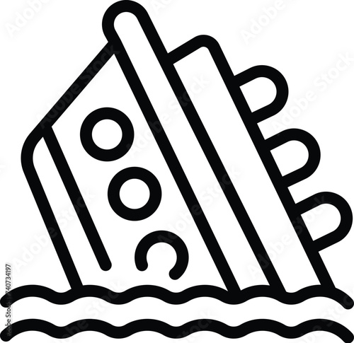 Wreck ocean ship icon outline vector. Cruise disaster. Oceanic coverage