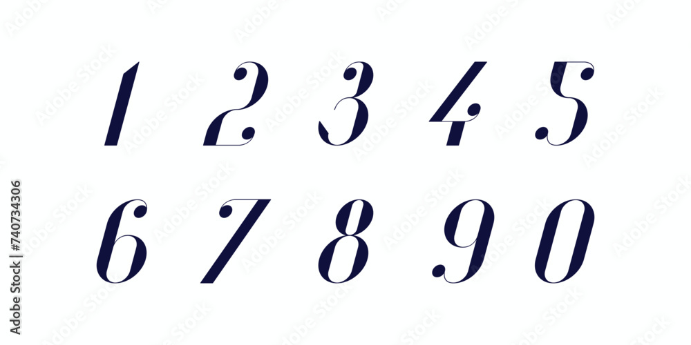 Number font. Font of numbers in classical style with contemporary geometric design. Beautiful elegant numerals. Vintage and old school retro typographic. Vector Illustration Number font. Font of numbers in classical style with contemporary geometric design. Beautiful elegant numerals. Vintage and old school retro typographic. Vector Illustration