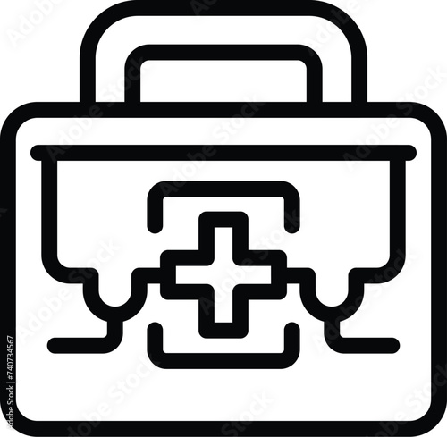 First aid kit icon outline vector. Marine insurance. Burning accident