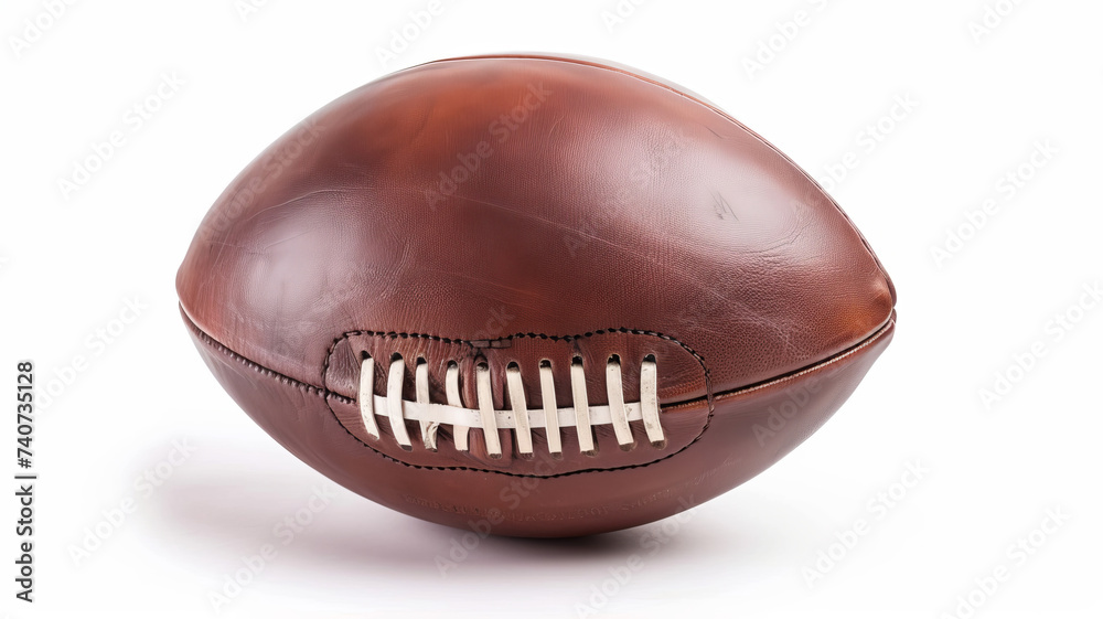 Leather football on white, isolated by AI Generative.