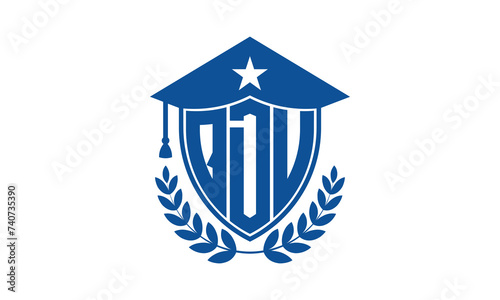 QDU three letter iconic academic logo design vector template. monogram, abstract, school, college, university, graduation cap symbol logo, shield, model, institute, educational, coaching canter, tech