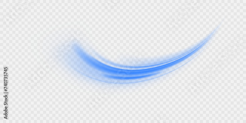 Wavy transparent curved lines in the form of a blue wave, dynamically flowing sea water in a large set of different contour shapes.