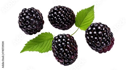 Blackberry Collection: Vibrant Digital Art 3D Illustrations Isolated on Transparent Background for Fresh, Juicy Berry Designs, Perfect for Food Graphics and Summer Projects