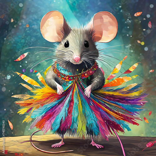 Kleine Maus im bunten Federkleid
