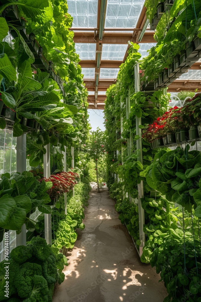 Close up shelves with salad, greens and young microgreens in pots under LED lamps on hydroponic vertical farms. Concept of agriculture business of future Close up shelves with salad, greens and young microgreens in pots under LED lamps on hydroponic vertical farms. Concept of agriculture business of future
