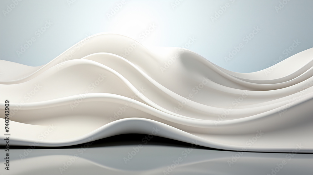 Obraz premium Abstract luxury white wave background. Abstract wavy texture for exhibition product. Beautiful stream of white wave, background. Generative AI