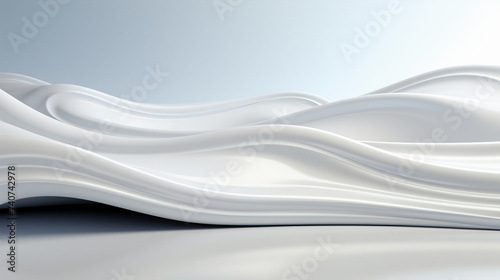 Abstract luxury white wave background. Abstract wavy texture for exhibition product. Beautiful stream of white wave, background. Generative AI