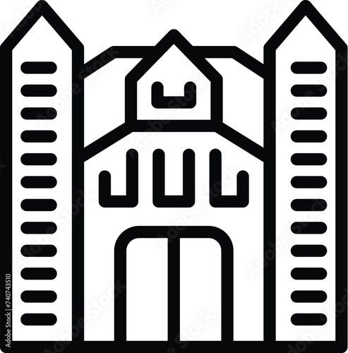 Viennese cathedral icon outline vector. Architectural marvel edifice. Cultural city center