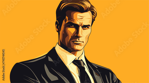 Abstract businessman with a confident and determined expression. simple Vector art