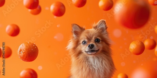 A lovable dog and cat pose against a vibrant orange backdrop. Conceptual Pets: An Image Shoot. Ai generative © Mimix