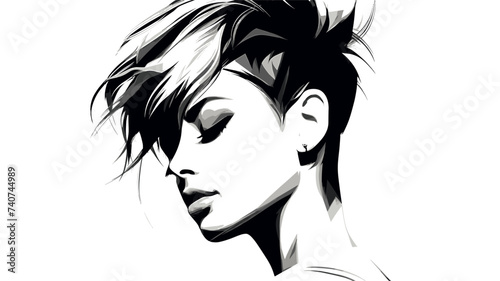 Abstract woman with a stylish haircut. simple Vector art